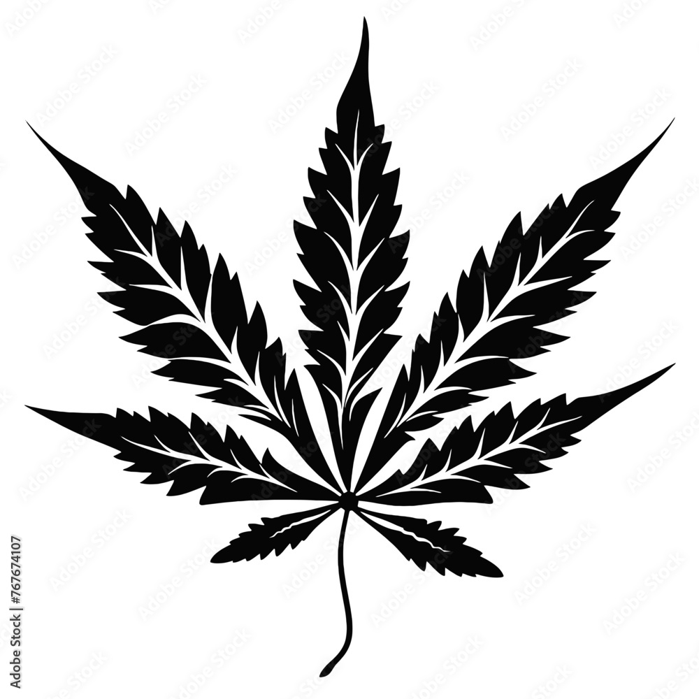 Silhouette of Pot Cannabis marijuana hemp leaf for CBD THC logo design Silhouette of Pot Cannabis marijuana hemp leaf for CBD THC logo design