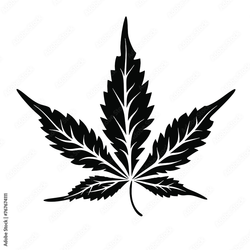 Silhouette of Pot Cannabis marijuana hemp leaf for CBD THC logo design Silhouette of Pot Cannabis marijuana hemp leaf for CBD THC logo design