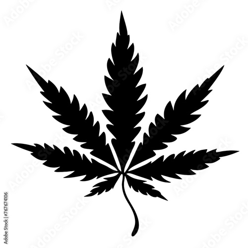 Silhouette of Pot Cannabis marijuana hemp leaf for CBD THC logo design