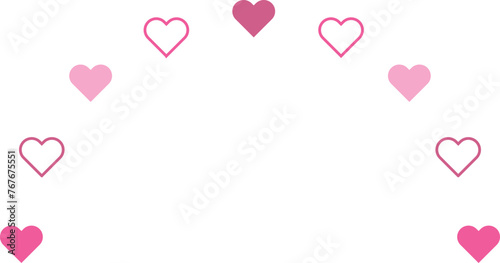 semi circle hearts line border frame vector