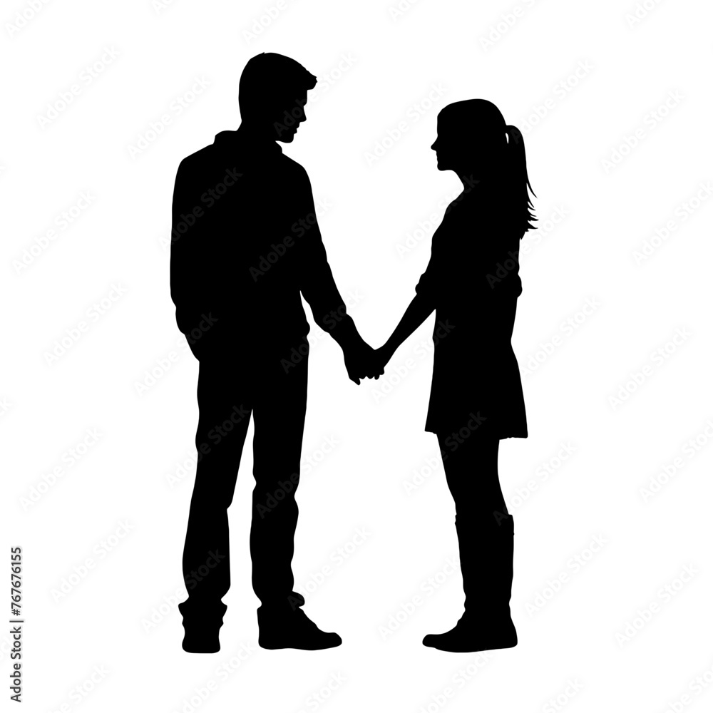 couple holding hands Silhouette 