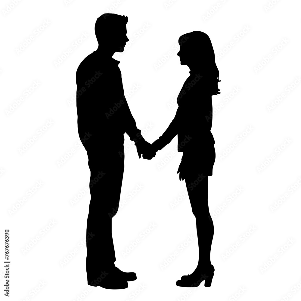 couple holding hands Silhouette 