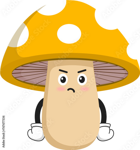 cute mushroom cartoon character with pose and expression