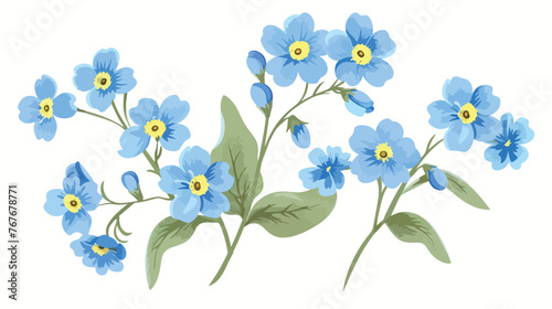 Shabby Chic Forget Me Not Paper flat vector isolated