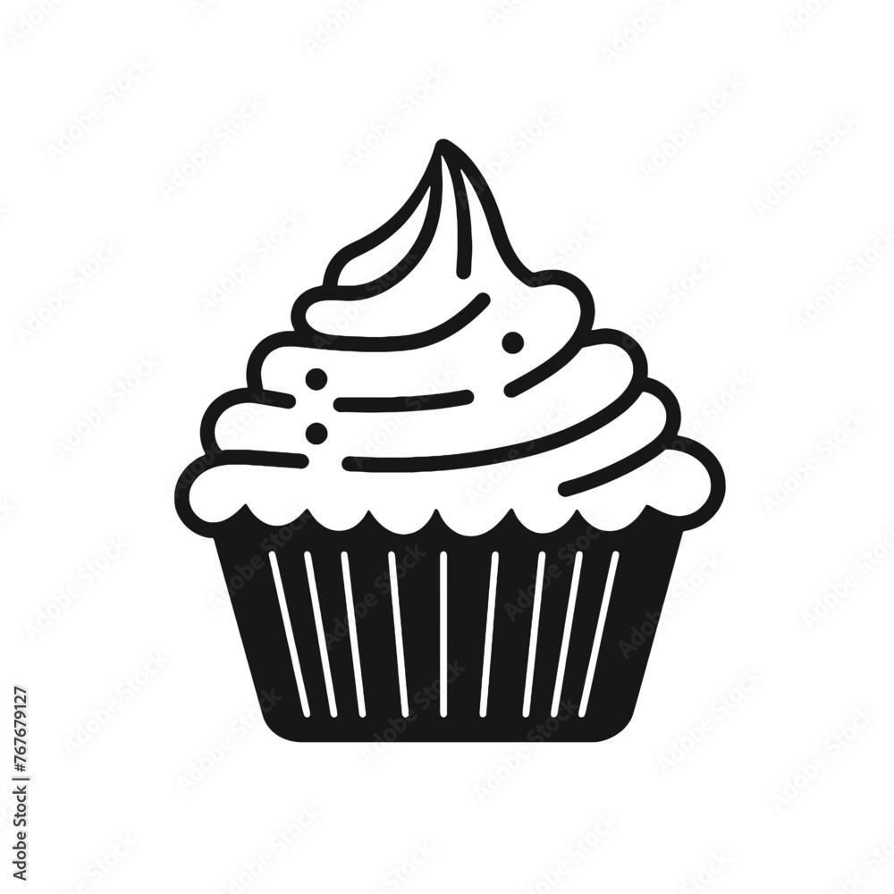 Birthday cupcake silhouette icon. Vector template for tattoo or laser cutting. Birthday cupcake silhouette icon. Vector template for tattoo or laser cutting.