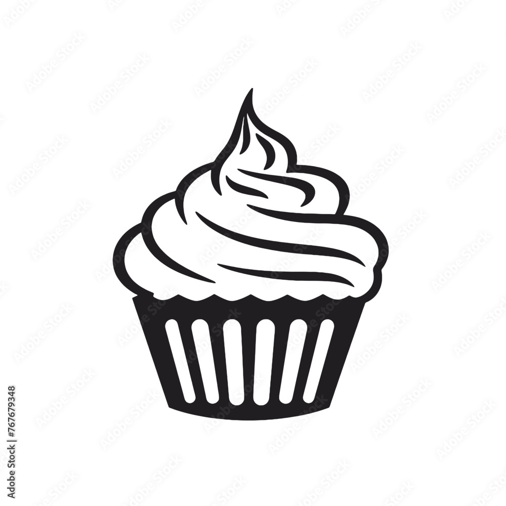 Birthday cupcake silhouette icon. Vector template for tattoo or laser cutting. Birthday cupcake silhouette icon. Vector template for tattoo or laser cutting.