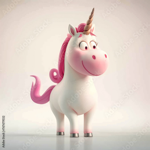 Cute Funny Cartoon Unicorn  Illustration for Children Book  Generative AI