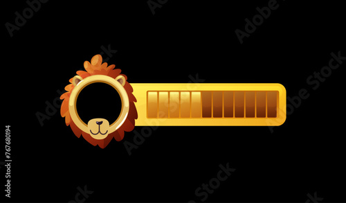 Majestic lion avatar and progress bar vector illustration