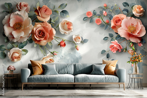 sofa with flowers