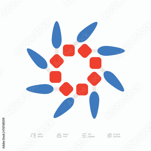 Brutalist Colorful Flower Logo Icon Design Vector