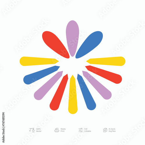 Brutalist Colorful Flower Logo Icon Design Vector