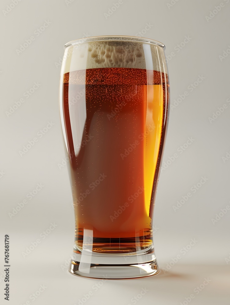 glass of amber beer on white background glass of amber beer on white background