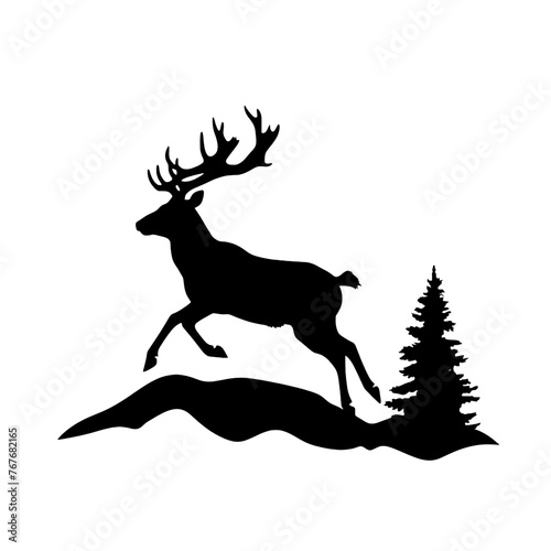 Deer leaping Silhouette 