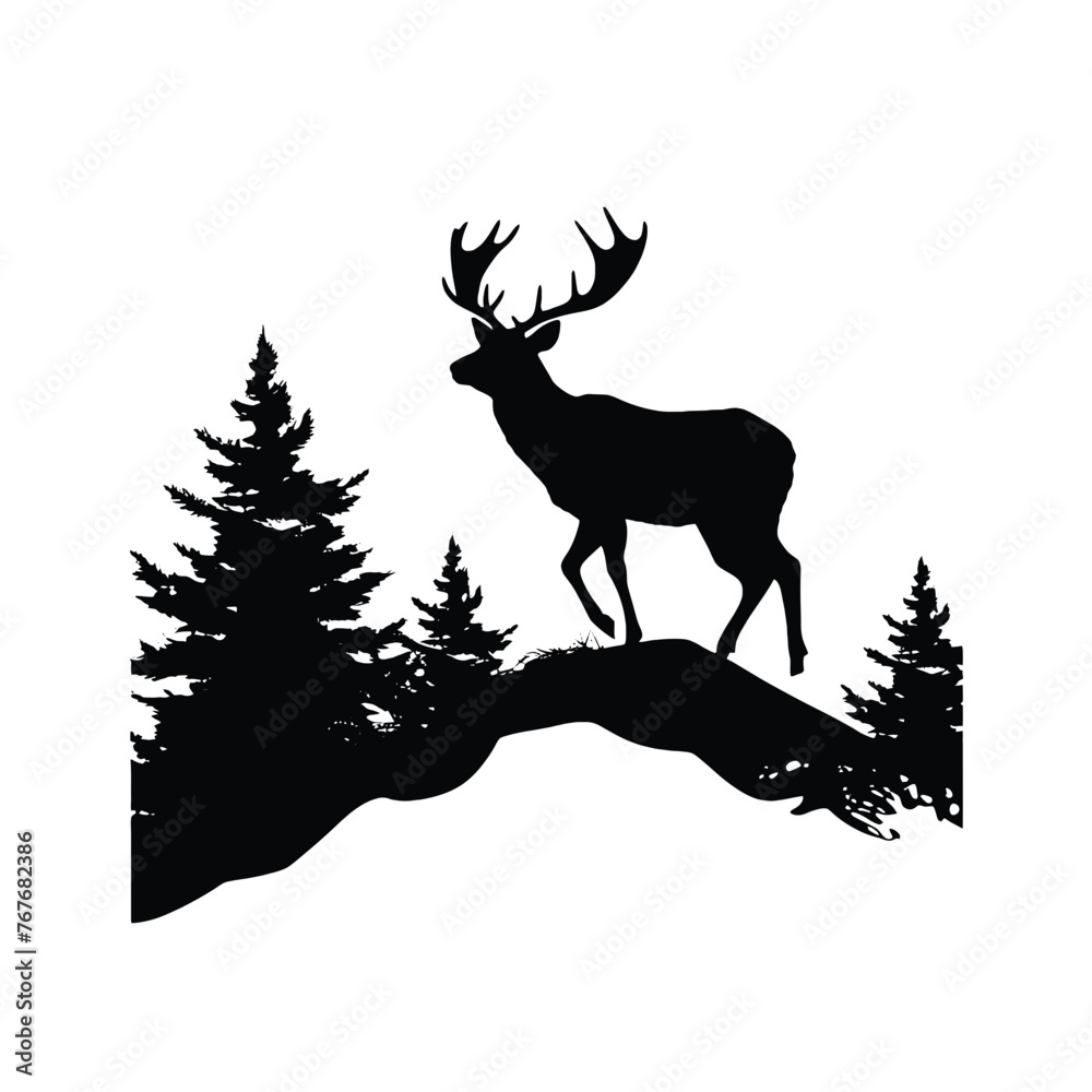 Deer leaping Silhouette Deer leaping Silhouette