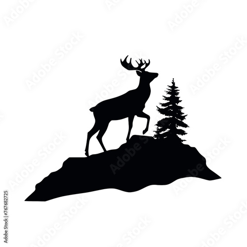 Deer leaping  Silhouette 