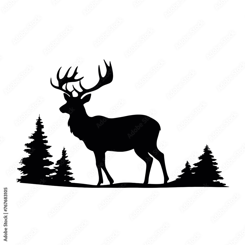Deer leaping Silhouette Deer leaping Silhouette