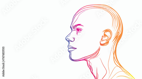 Rainbow gradient line drawing of a cartoon bald man 