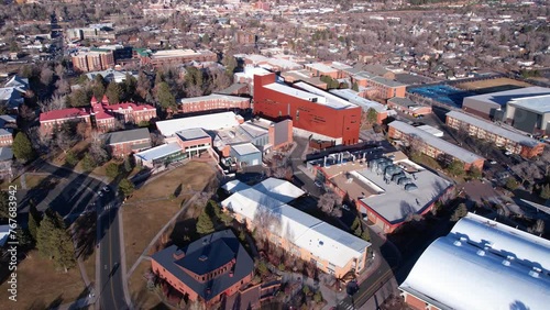 Aerial View of NAU Northern Arizona University Campus Buildings, Flagstaff, Arizona USA photo