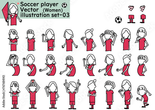 Soccer player(Women) vector illustration set-03