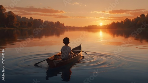 Golden hour boat silhouette: Capturing serene moments