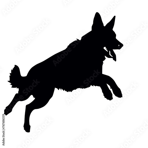Defense German shepherd dog silhouette isolated on a white background. Vector illustration