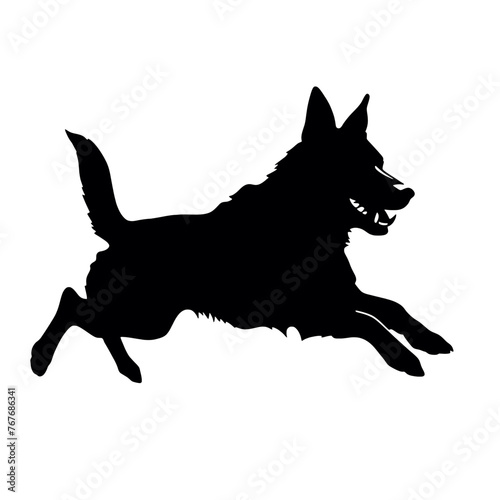 Defense German shepherd dog silhouette isolated on a white background. Vector illustration