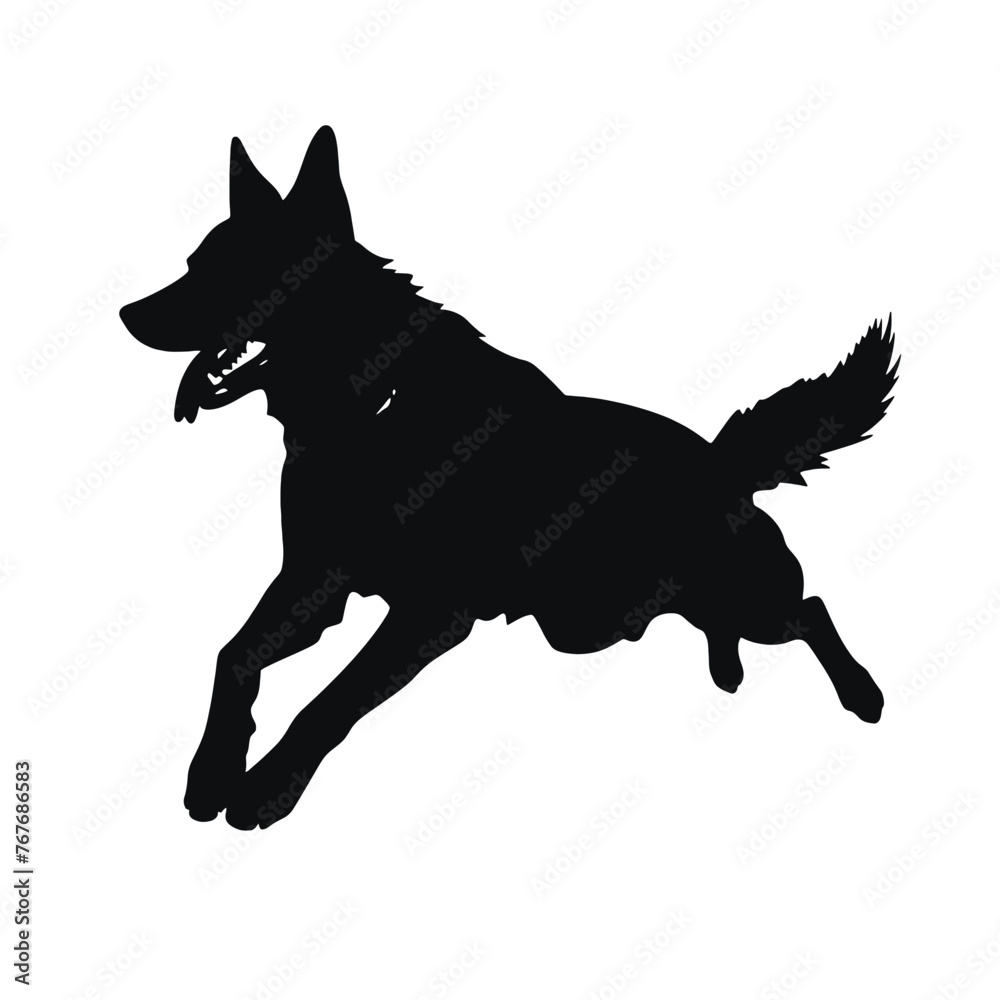 Defense German shepherd dog silhouette isolated on a white background. Vector illustration Defense German shepherd dog silhouette isolated on a white background. Vector illustration