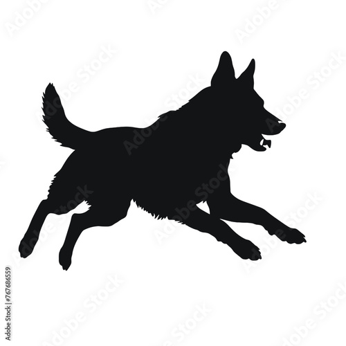 Defense German shepherd dog silhouette isolated on a white background. Vector illustration