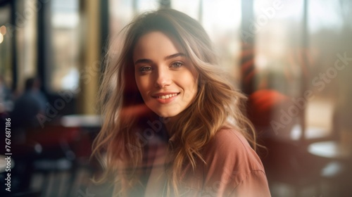 Portrait of a Young Woman Smiling Indoors