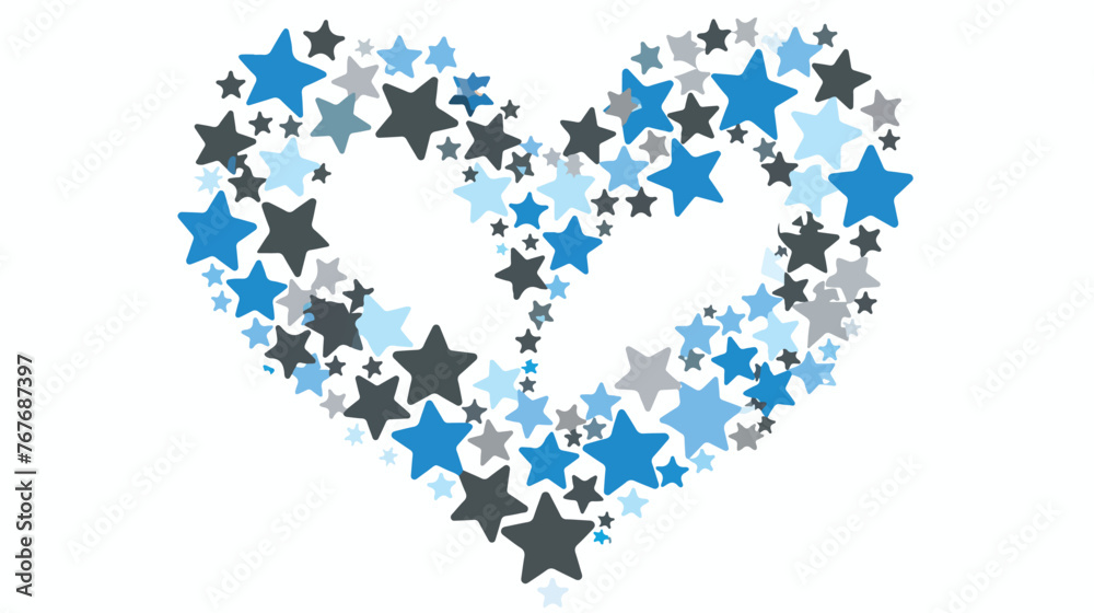 Star Salute Heart vector illustration. Style is blue