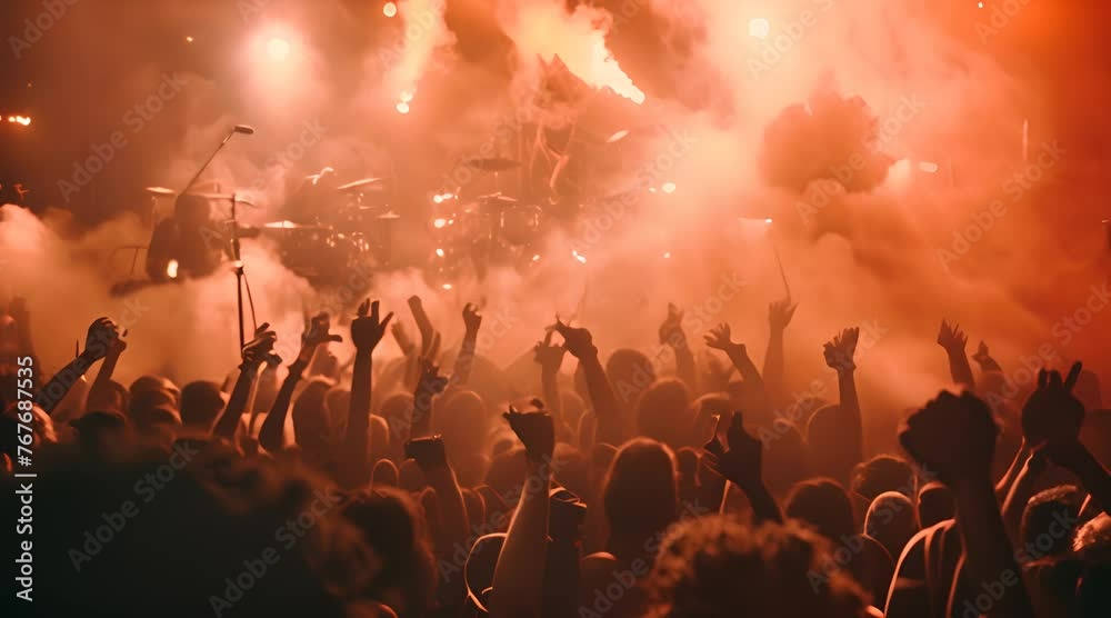 crowd of people dancing in a rock concert crowd of people dancing in a rock concert