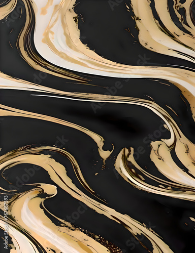 Gold Abstract Black Marble Background Art Paint Pattern