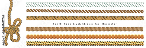 Seamless rope brush set for illustrator