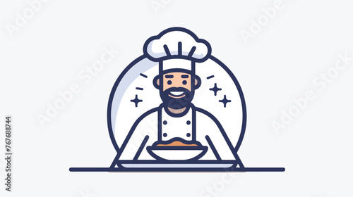 Chef platter icon over white background line style vector