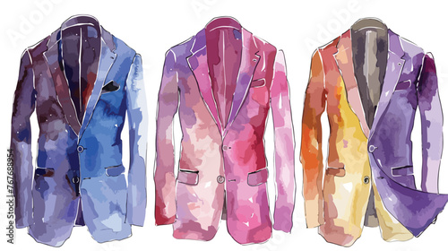 Suit Jackets  Waistcoats Watercolor Flat vector  photo