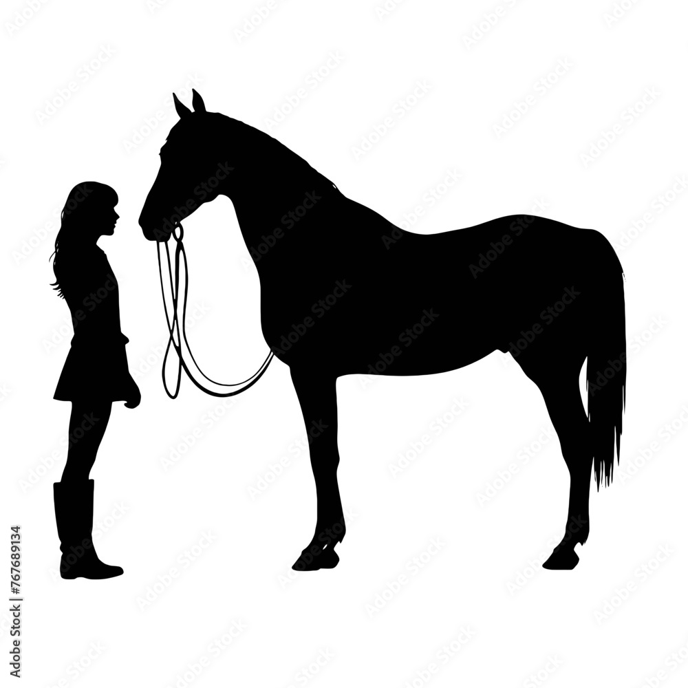 Obraz premium horse and girl Silhouette 