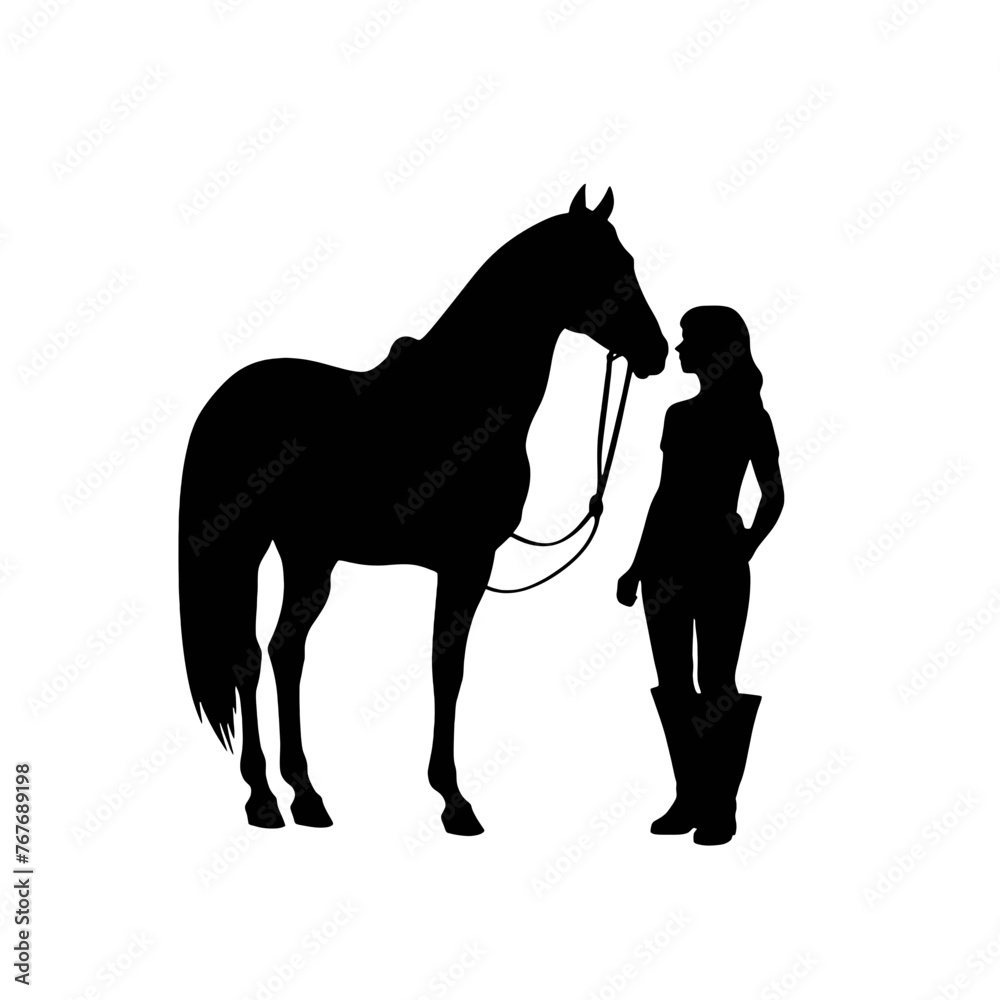 Obraz premium horse and girl Silhouette 