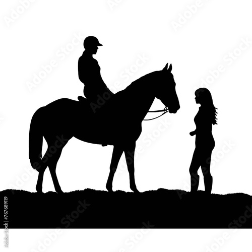 horse and girl Silhouette 