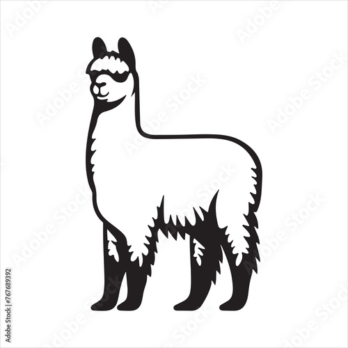 Alpaca clipart on a white background silhouette
