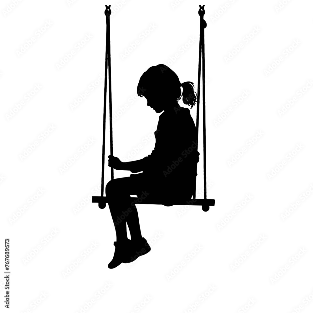Women swinging on the swing silhouettes set vector illustration. Women swinging on the swing silhouettes set vector illustration.