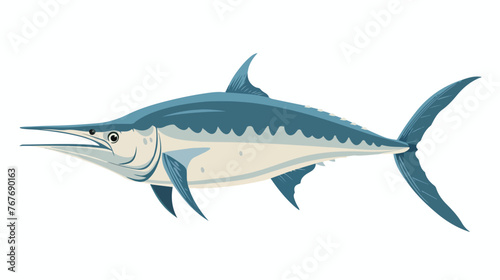 Swordfish Clipar Flat vector isolated on white background