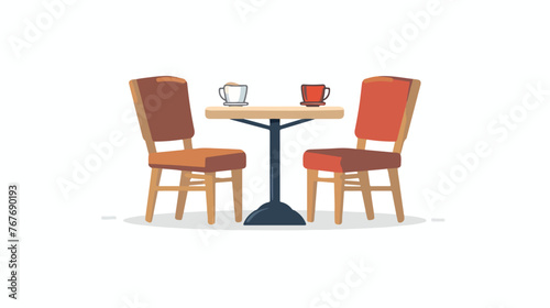Table at a Cafe Flat vector isolated on white background