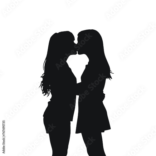 Young female lesbian couple hugging and kissing each other. LGBT couple, lesbian couple