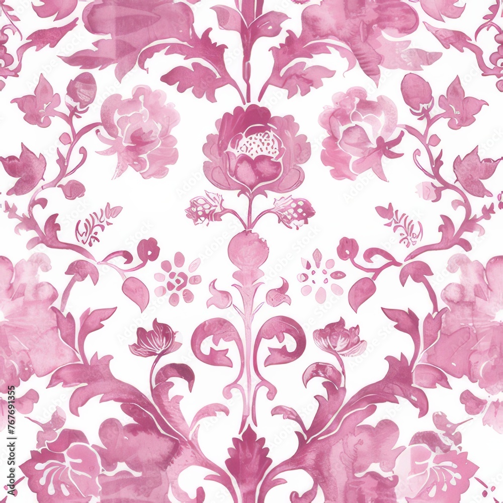 Watercolor Seamless pattern with pink and white Watercolor Seamless pattern with pink and white