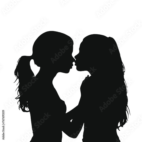 Young female lesbian couple hugging and kissing each other. LGBT couple, lesbian couple