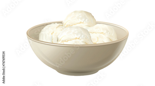 A Bowl of Creamy Vanilla Ice Cream on a Transparent Background PNG