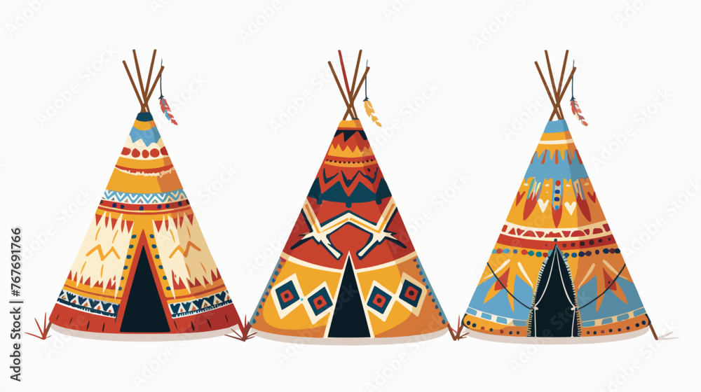 Teepees Flat vector isolated on white background