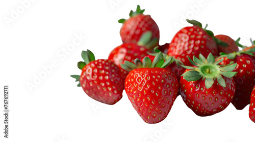 A Group of Vibrant Strawberries on a Transparent Background PNG