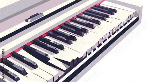 Digital piano keys with music stand copy-space background
