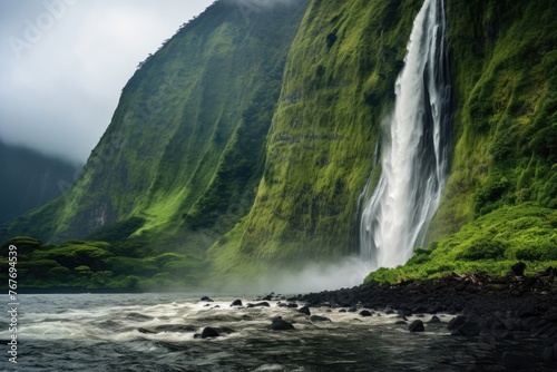 Captivating equator zone: landscapes, waterfalls, and architecture photo